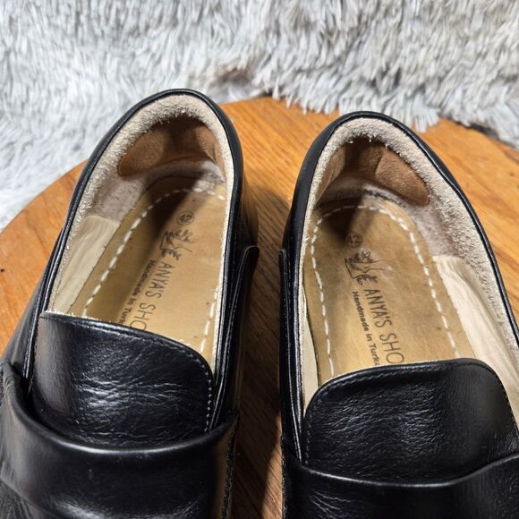 ANYA'S SHOP Womens 11/42 Barefoot Minimalist Black Leather Flats Slip-On Shoes - Picture 7 of 8